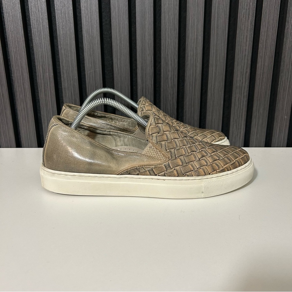 Rosso Fiorentino calzoleria toscana Grey leather woven slip on sneakers